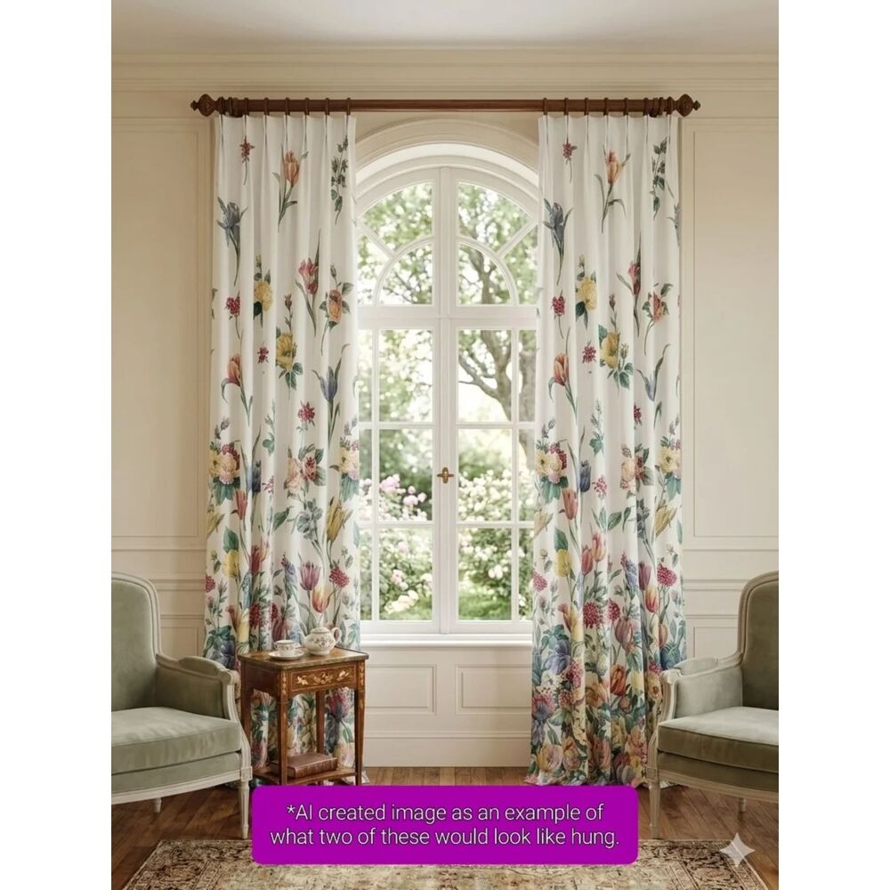 Vintage 80s Springmaid Floral Curtain Panels Cottagecore Chintz Set of 4 | Rare!